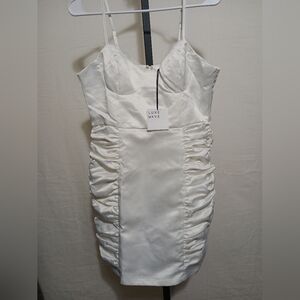 Luxe Wave Sateen White Mini Dress